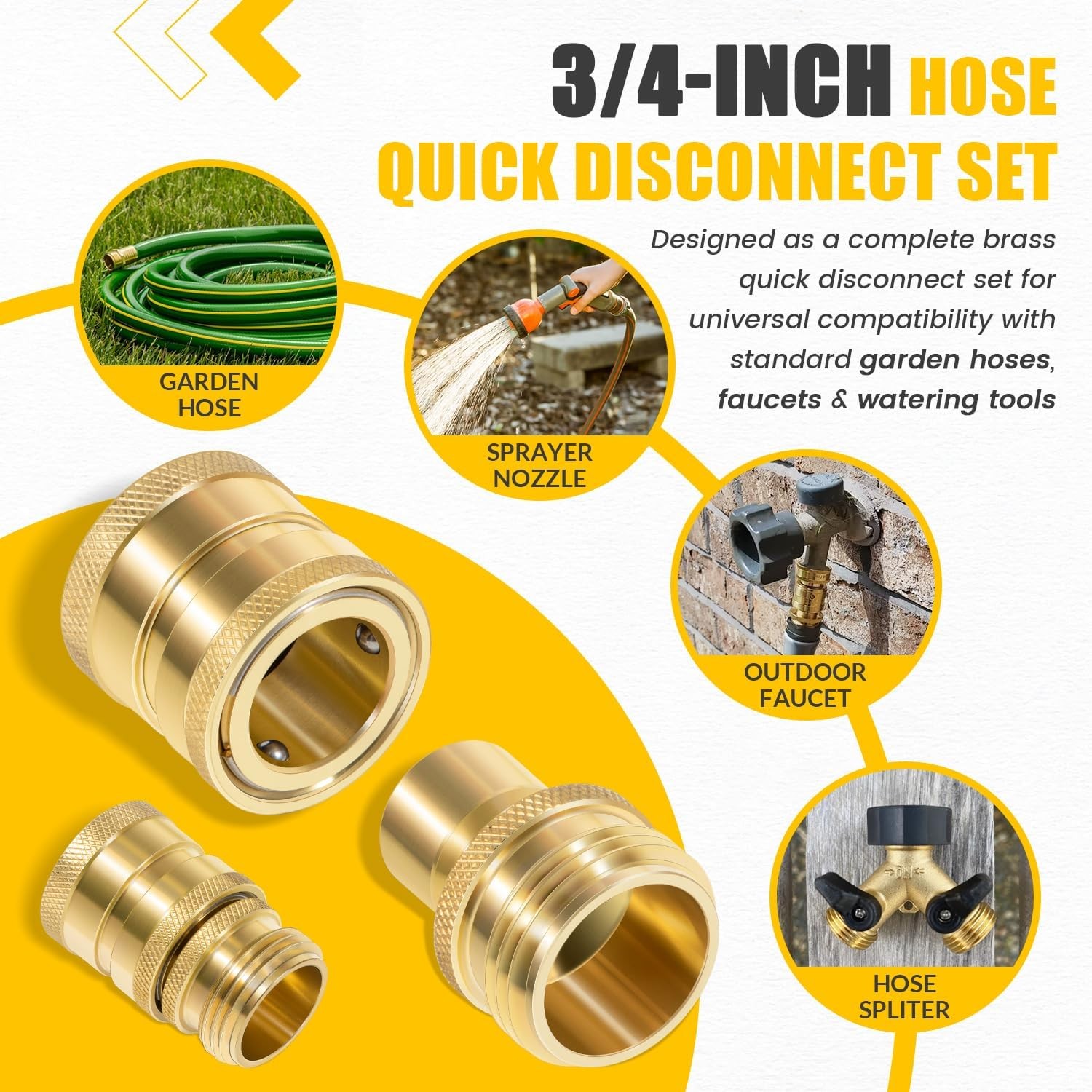 Fittings for Dramm 22729Open 3/4 Inch Heavy Duty Brass Hose Quick Disconnect Set