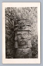 Antigua postal de México KABAH Yucatán Maya Estatua Máscara RPPC