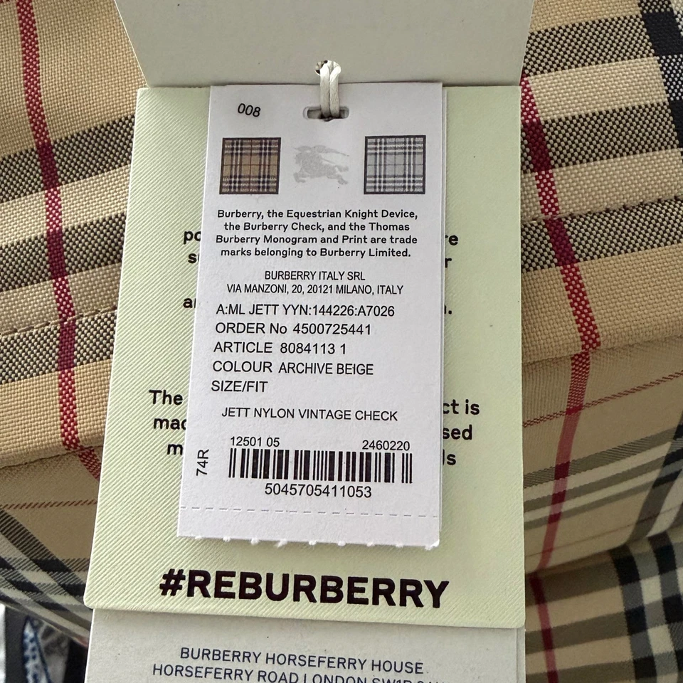 Auténtica mochila Burberry Jett de nailon vintage a cuadros nueva con etiquetas en archivo beige de lujo Foto 4 de 4