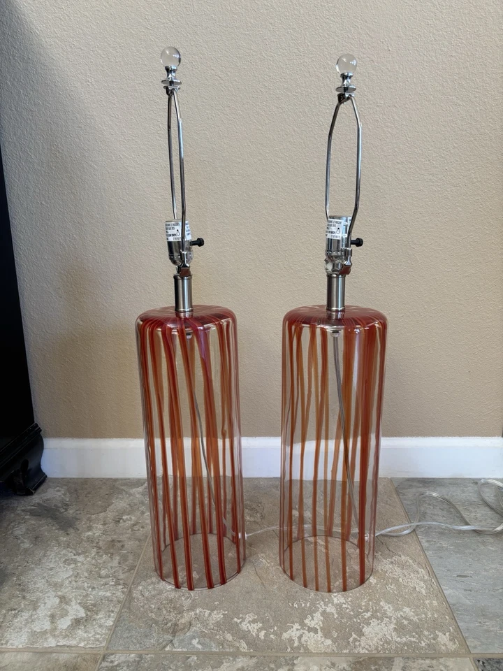 ПАРА артериальных домашних волнистых муранских стеклянных настольных ламп 28 дюймов - Изображение 4 из 4