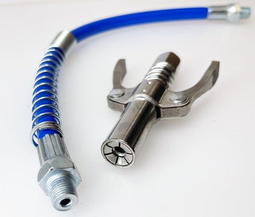 Double Handle Grease Gun Coupler Lock with 30cm Flexible Hose for Zerk Fitting  - Bild 2 von 5