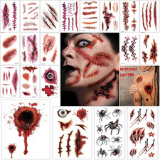 26 Sheets Halloween Wound Simulation Tattoo Stickers - Waterproof Temporary Tatt