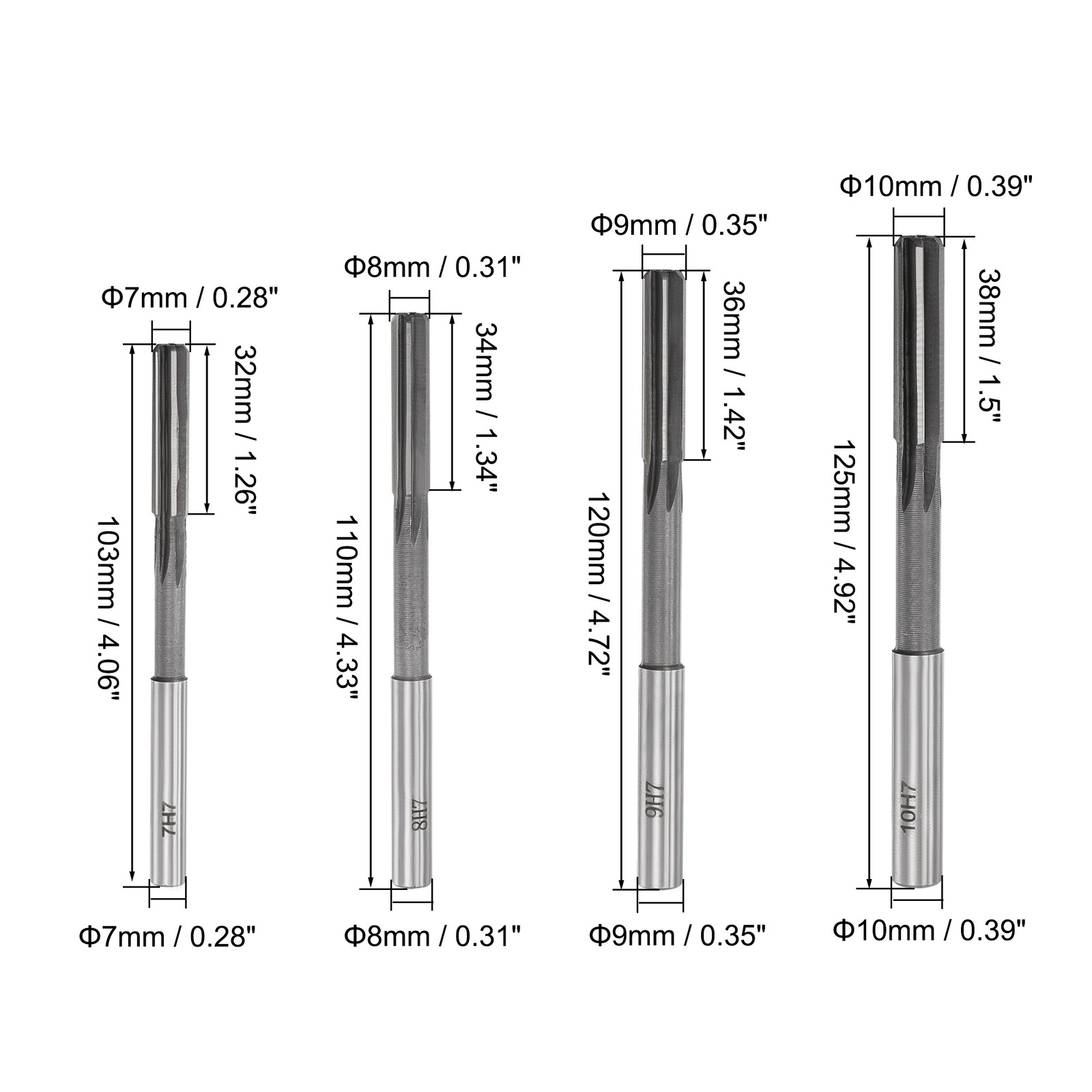 Chucking Reamer Set H7 Lathe Machine Reamer Straight Flute (3mm-10mm ...