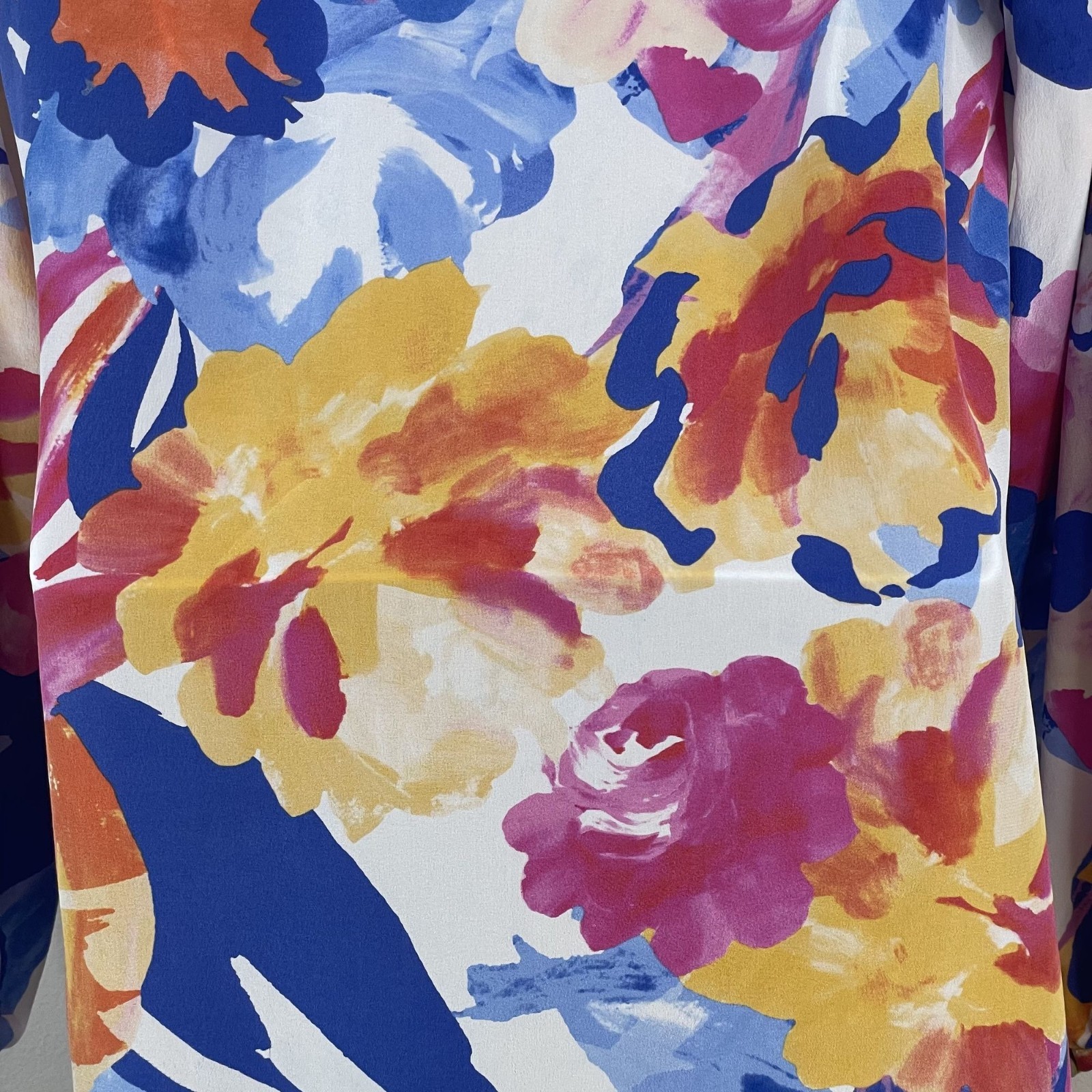 Tyler Boe Tunic Top Womens Small 100% Silk Beachy Coastal Floral Artsy Popover