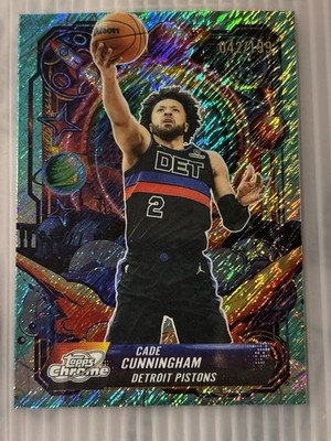 2025-26 Topps Chrome Cade Cunningham Aqua Cosmic Propulsion /199 Pistons Rare A9