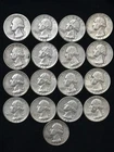 Silver Pre-64 Washington Quarters-Lot of 17- Mixed Dates and Mint locations