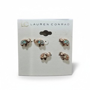 Authentic LC Lauren Conrad Women's Gold Plated Elephant Enamel Stud Earring Set NWT