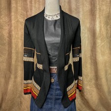 Vintage Southwestern Cardigan Sweater 70s Open Front Knit Western Boho Folk