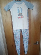 GIRLS PJ PLACE 2 PIECE PAJAMAS SIZE 14 EASTER BUNNY THEMED SHORT SLEEVE