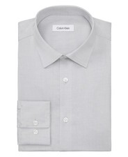 Calvin Klein Refined Cotton Stretch Dress Shirt Men's 16.5 36/37 Grey Slim Fit