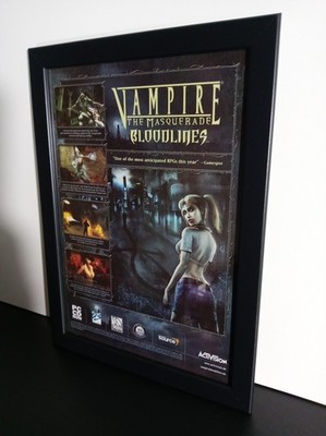 Rare Vampire Bloodlines PC Werbeblatt Poster Gerahmt Ad Page Framed Werbung 