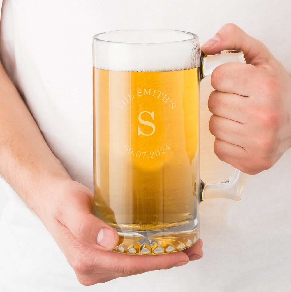 Personalized Laser Engraved Beer Mug - Custom Drinkware Glass
