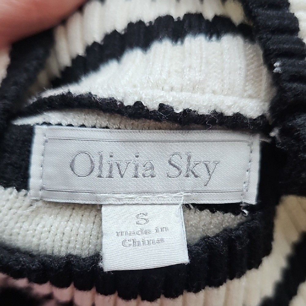 Fall Sweater Stripe Olivia Sky Black & White Stri… - image 6