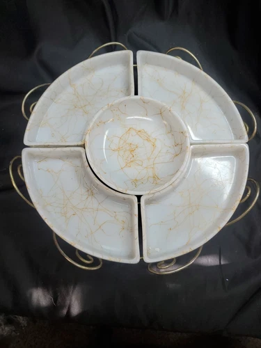 Vintage Mid Century Modern 1960s Retro Splatter Drip Glass Lazy Susan