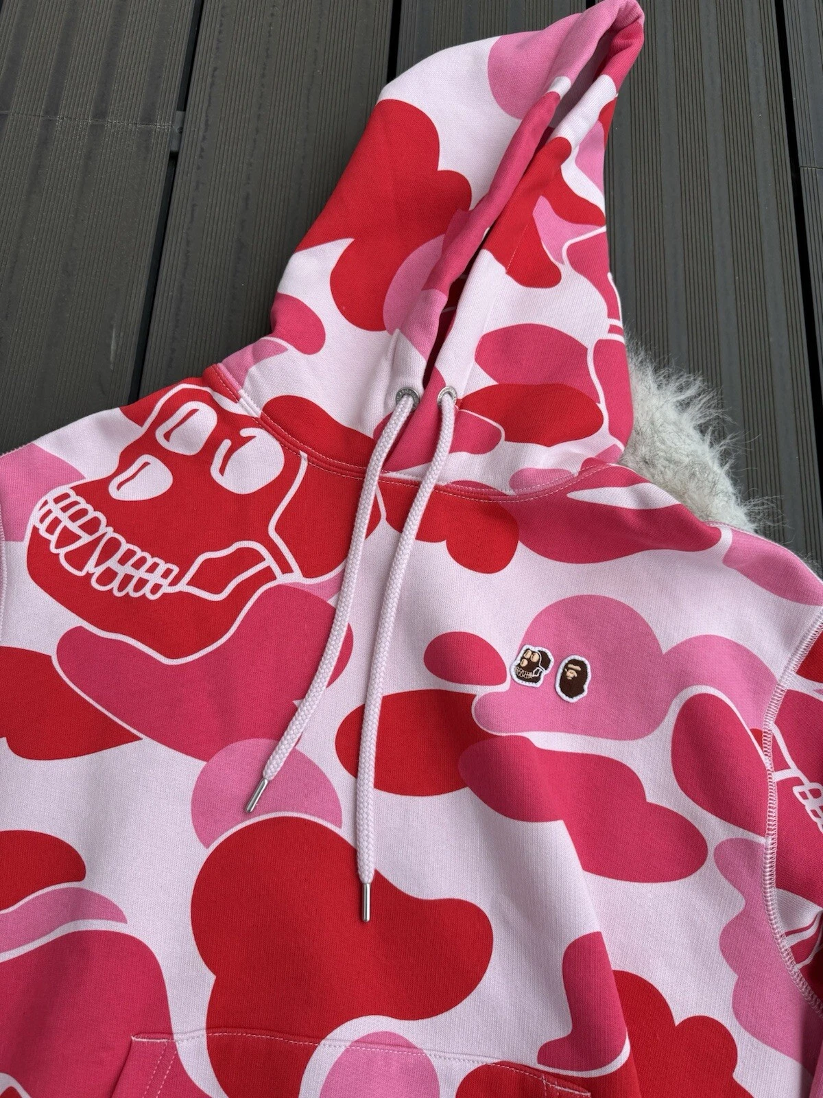 A BATHING APE (BAPE) Felpa con cappuccio BAPE X BAYC rosa piccola media XLarge scimmia annoiata yacht club mimetica