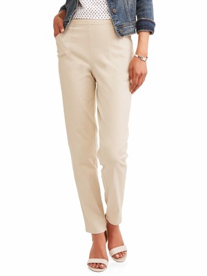 women's flat front back elastic stretch denim pants