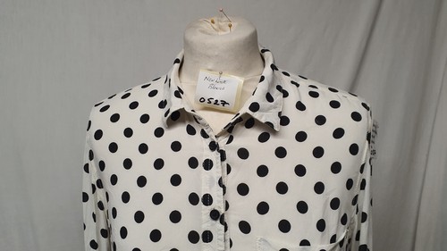 New Look Poka Dot Long Sleeve Collared Button Up Blouse Size 12 (527) - Picture 3 of 11