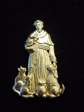 "JJ" Jonette Jewelry Gold Pewter 'St. Francis of Assisi' Animal Pin