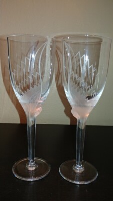 Lalique France Crystal Vintage-2- Angel Wing/Face Wine/Champagne