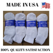 Top Quality Creswell 6, 12, 18 Pairs Made In USA Diabetic Socks Black And White