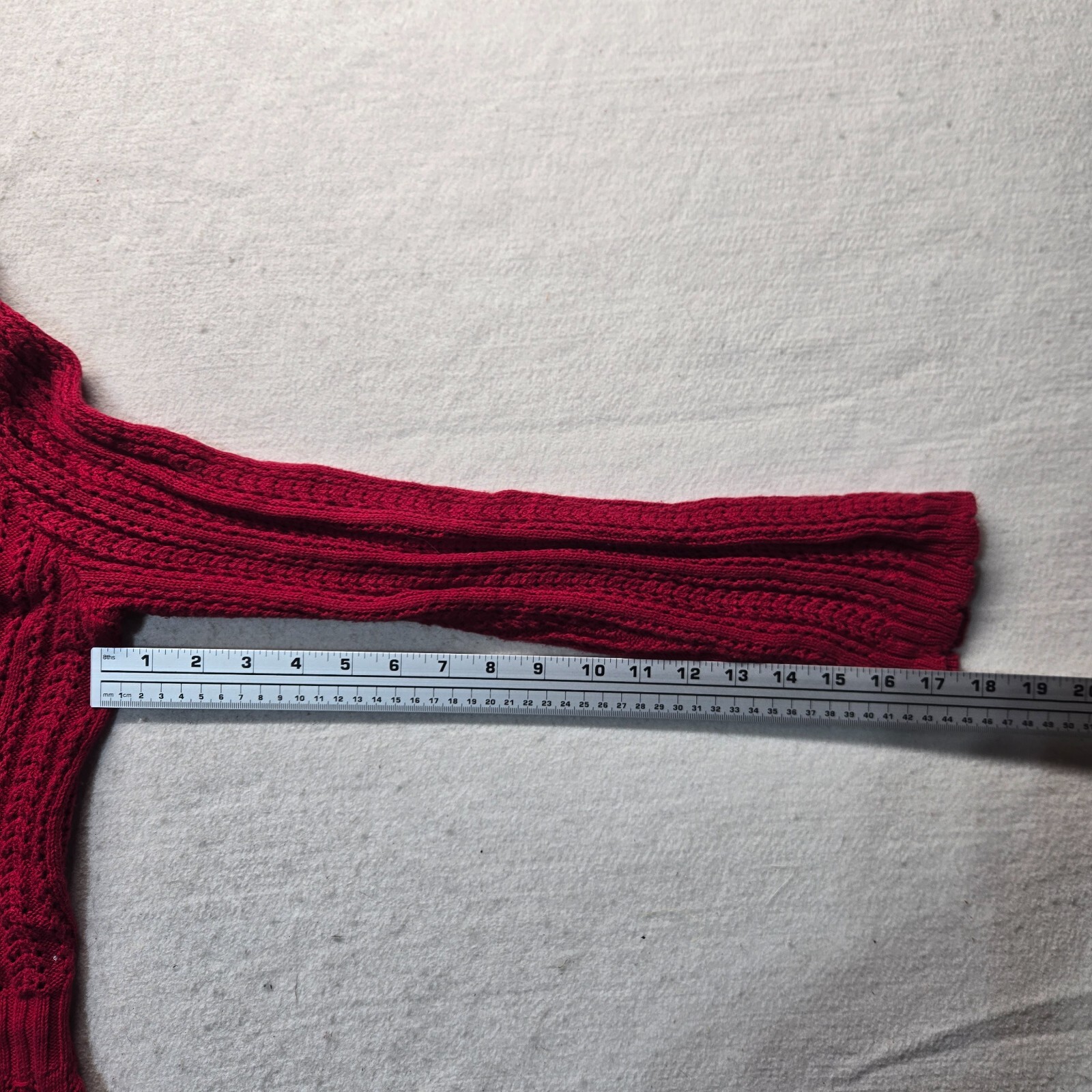 Vintage Notations Solid Red Knit Button Front Lon… - image 6