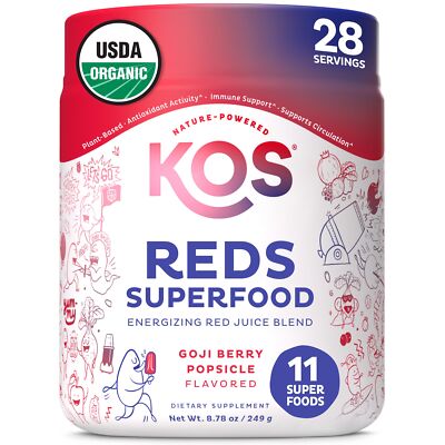 KOS Reds Superfood Powder 28 Servings Organic 12 Superfoods Berry Flavor