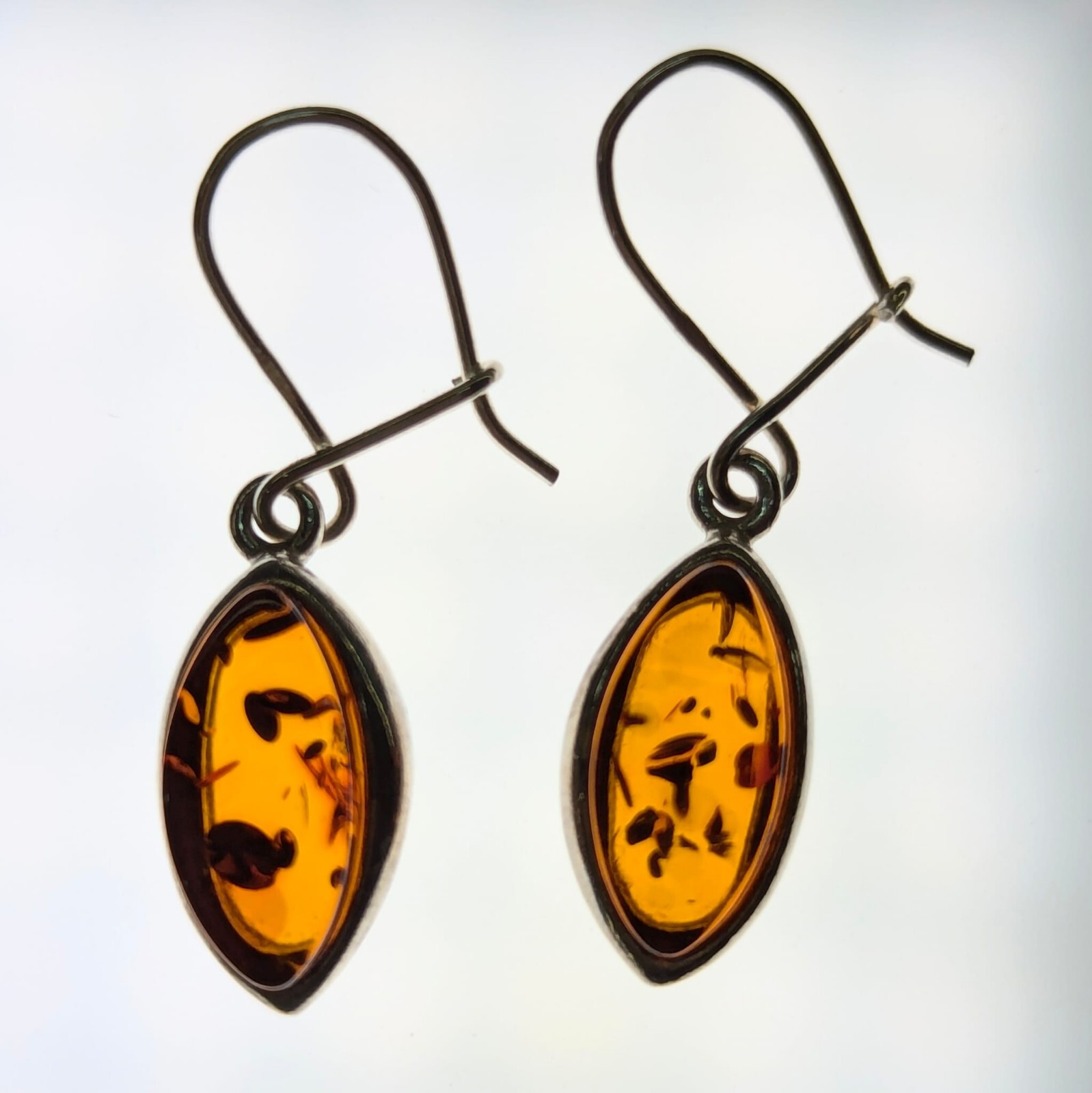 Baltic Amber Hook Dangle Drop Earrings Leaf Shape… - image 8