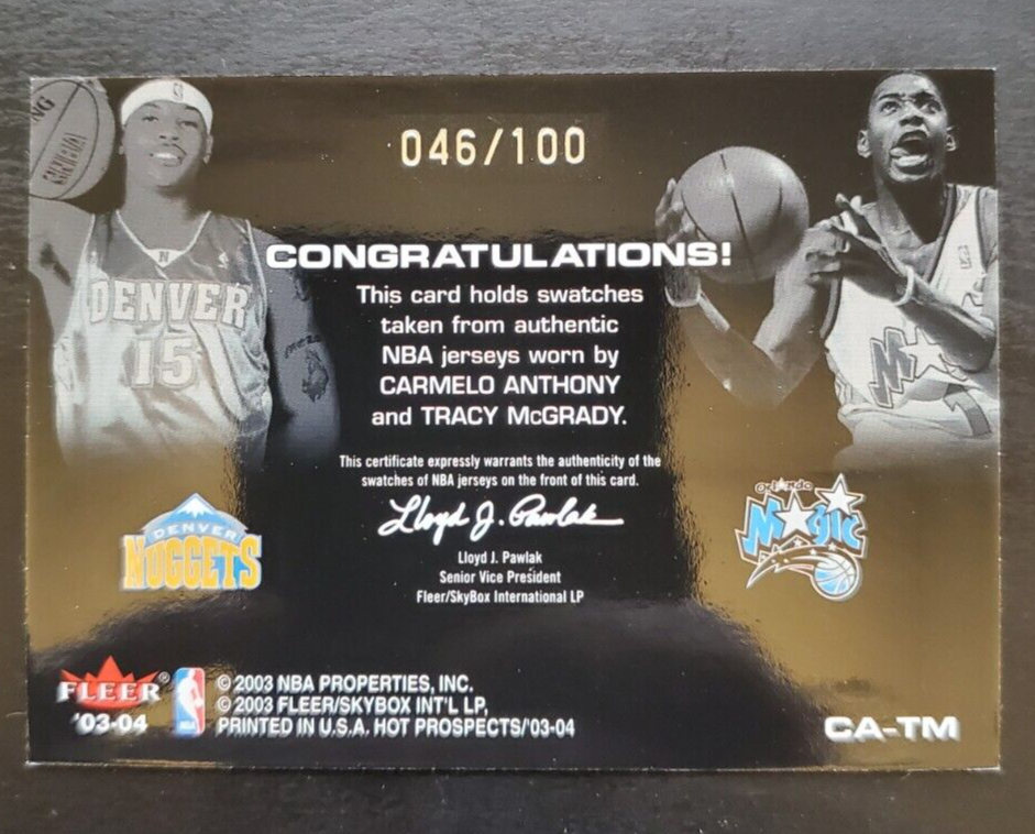 2003-04 Hoops Hot Prospects Carmelo Anthony/Tracy McGrady Hot