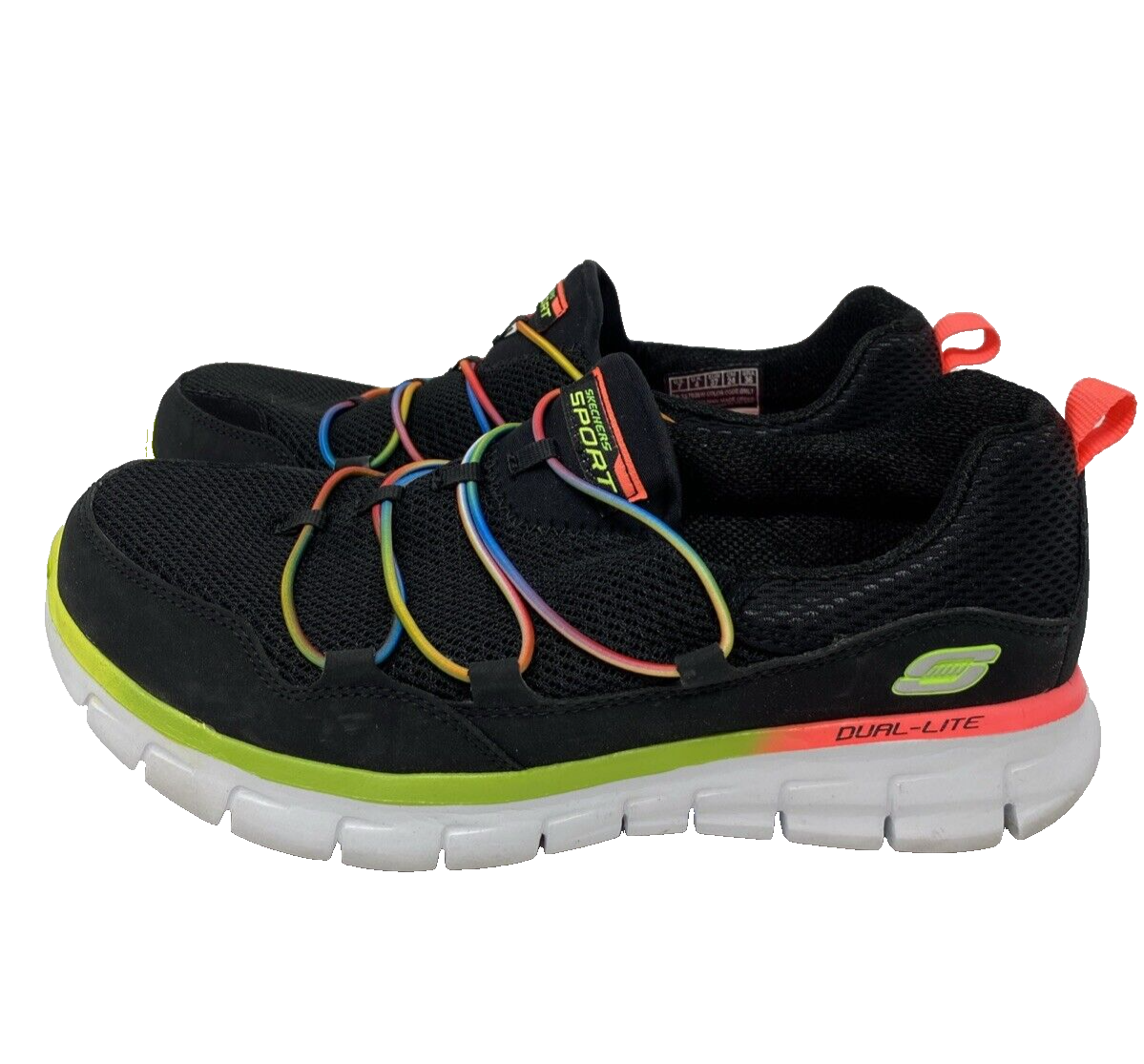 Skechers Women's Sport Sneaker Black & Neon Size 7 NWOB