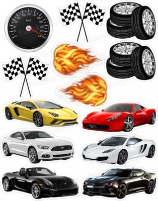 AUTO Cupcake Topper Party Deko essbar Geburtstag Aufsteller Feier Tortenrennen