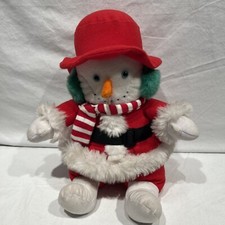 Vintage 1994 Stuffins Plush 13.5" Snowman Santa with green earmuffs RARE