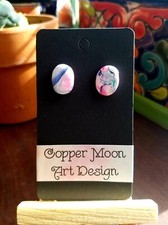 Handmade Pink and Blue Stud Earrings