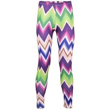 Kids Girls Purple Chevron Printed Summer Trendy Fashion Stretchy Dance Legging