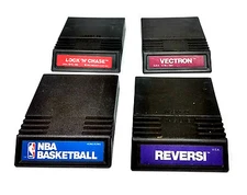 Intellivision 4x Vtg Video Game Lot Reversi Vectron NBA Basketball Lock N Chase