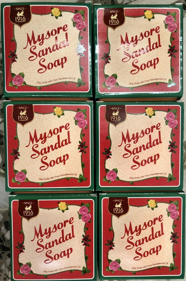 Barra de jabón de baño sandalia Mysore 6 X 150 gm, ORIGINAL de jabones Karnataka Ltd. Exp-2025 Foto 2 de 4