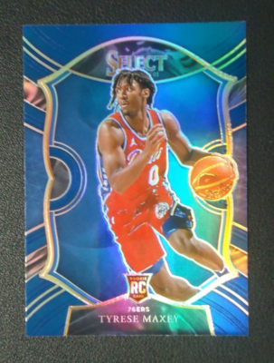 Tyrese Maxey 2020-21 PANINI SELECT BLUE HOLO ROOKIE PRIZM Card #81
