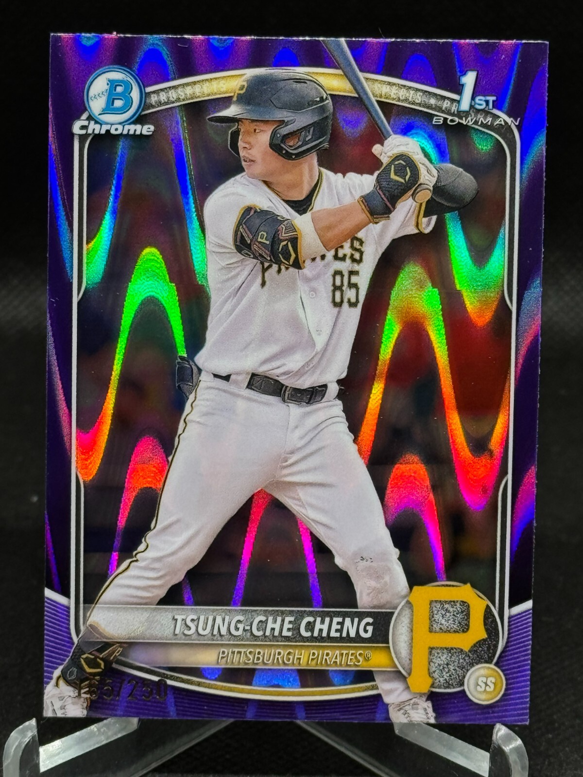 2025 Bowman Chrome BCP-95 TSUNG-CHE CHENG Purple RayWave /250 1st - Pirates