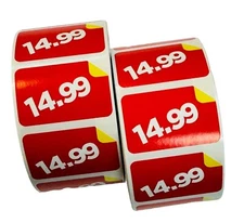 1000 1.5"x1" $14.99 Price Books Point of Sale Red & Yellow Labels Stickers