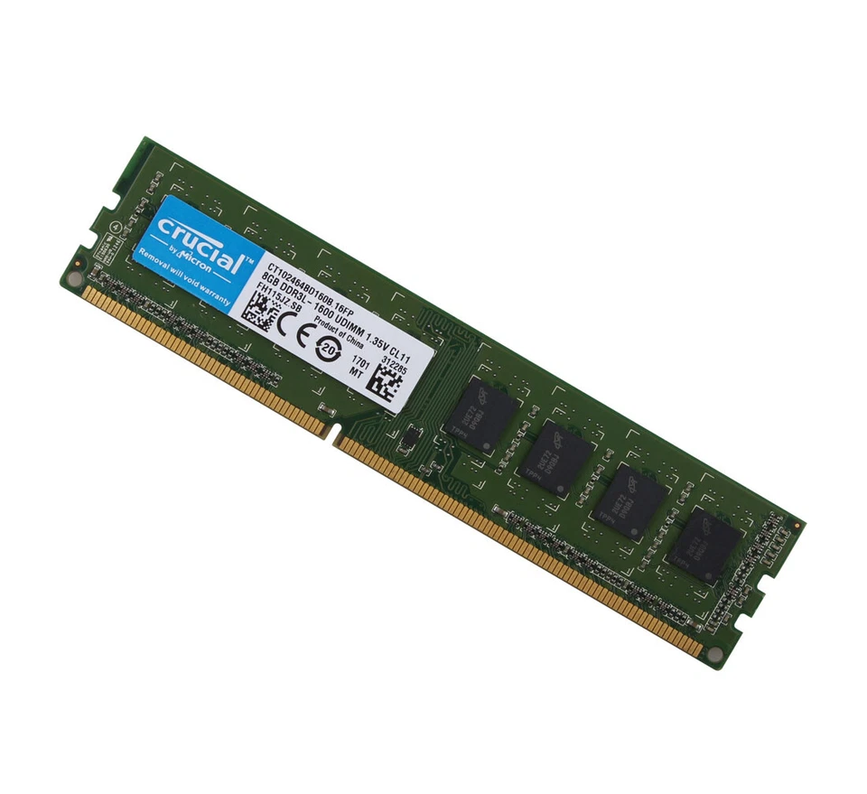 16GB Crucial 2X 8GB PC3L 12800U 2RX8 DDR3 1600MHz 1.35V DIMM Desktop Memory RAM! - Image 4 of 4