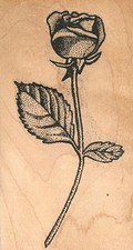 Single Rose/Lg/Dots 2 3/4 x 5" Rubber Stamp, Flower Stamp, Plant Stamp