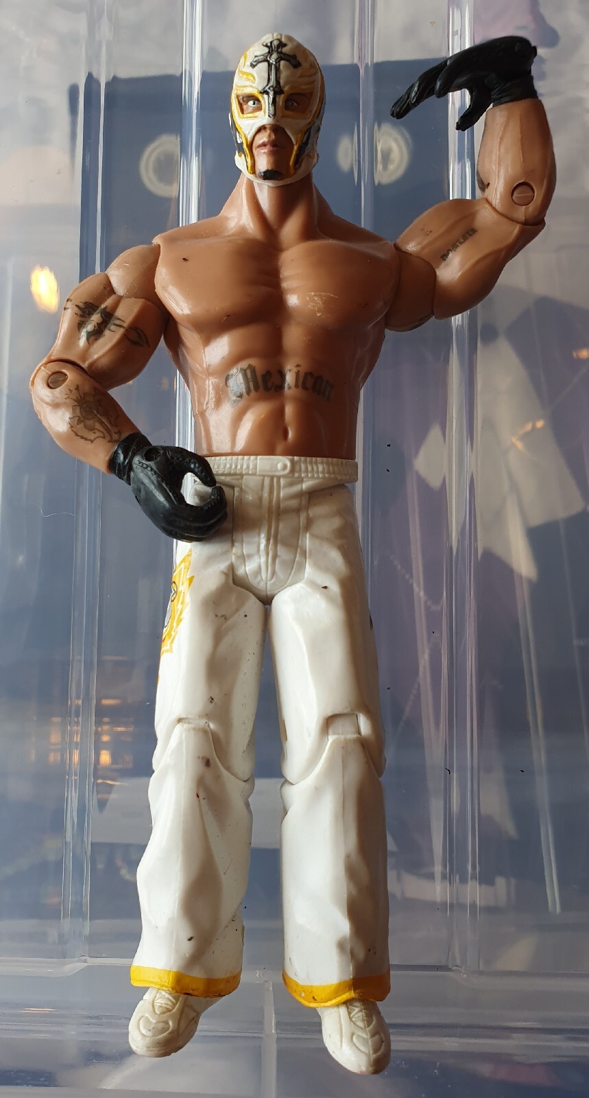 Metallic Rey Jack WWE Rey Mysterio Jakks Pacific 2005 Yellow/White Hard To Find! | eBay