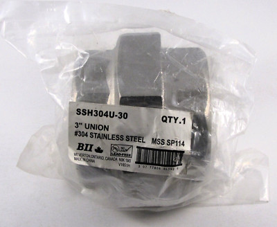 Boshart 3'' #304 Stainless Steel Heavy Union MSS SP114 SSH304U-30 Lead Free FPT