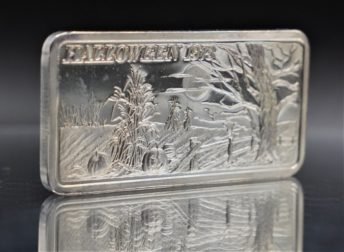 銀細工 銀製 ピルケース ステンドグラス アンティークシルバー 1973 Halloween Hamilton Mint Ghosts Pumkins 1oz 999 FINE Silver