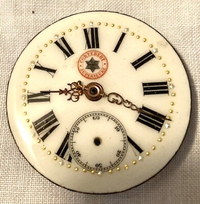 Cortebert Pocket Watch Dial Enamel Beautiful Gold Accents 2 Hands 41 mm