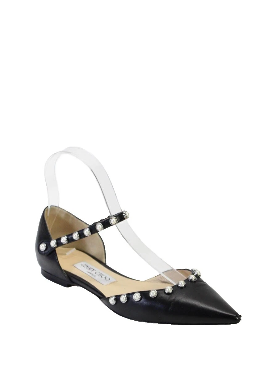 Negro tachonado Jimmy Choo Flats para Mujer