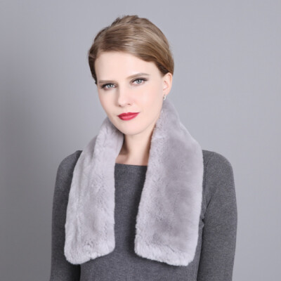 Real Rex Rabbit Fur Scarf Warm Leopard Print Neck Wrap Neckerchief Soft Winter