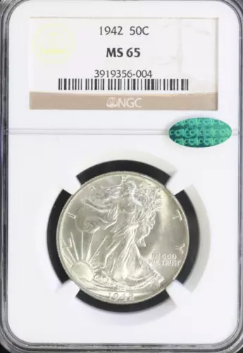 1942 Walking Liberty Half Dollar NGC Graded MS65 CAC Sticker!