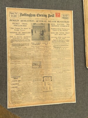 NOTTINGHAM ABENDPOST BERLIN DEUTSCHLAND TODESURTEIL 1934 ALTE ZEITUNG