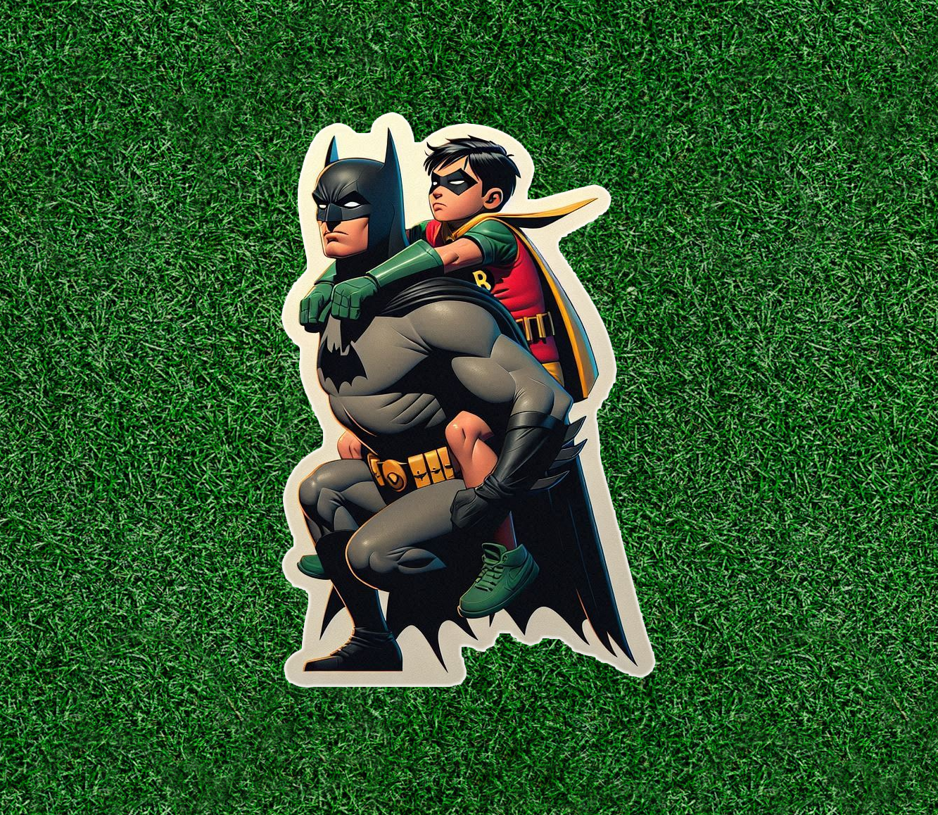 Batman carrying Robin waterproof vinyl sticker decal in multiple sizes