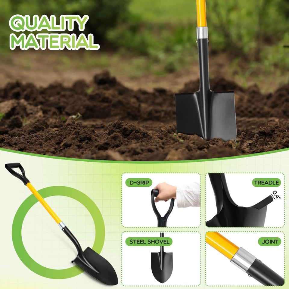 4 Pack Heavy Duty Digging Shovel 42 in Long Metal Shovel with
